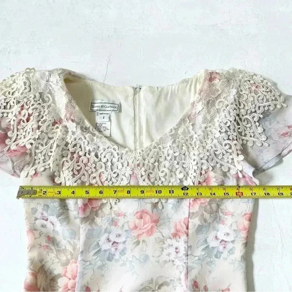 Vintage 90's Y2K Scott McClintock Floral Chiffon Tier Peplum Dress Size 8 - Picture 10 of 11